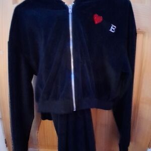 Rue21 Black Velour Jacket with Heart Accent